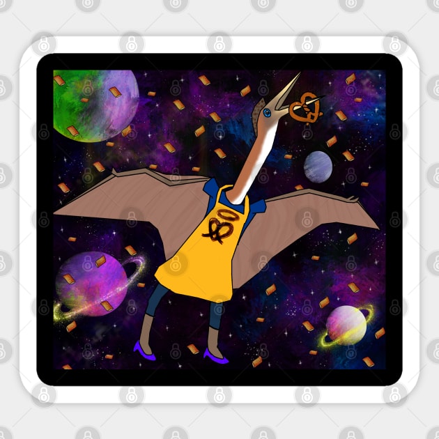 Ultra Pretzel Wizard Auntie Space Birb In Heelz Deluxe Dino Sticker by Electric Mermaid